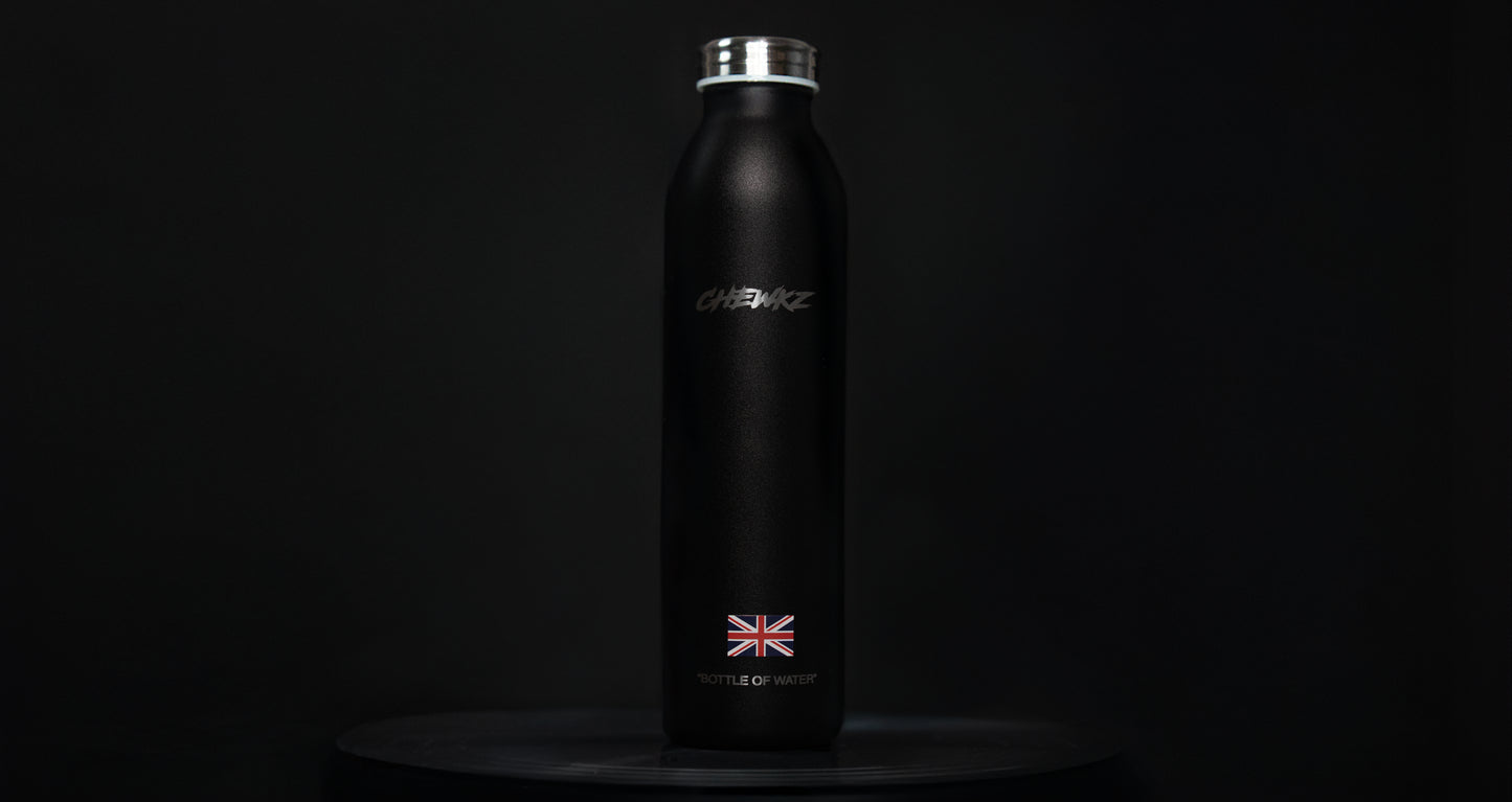 BO'OH'O'WA'ER: Black Reusable Stainless Steel Bottle
