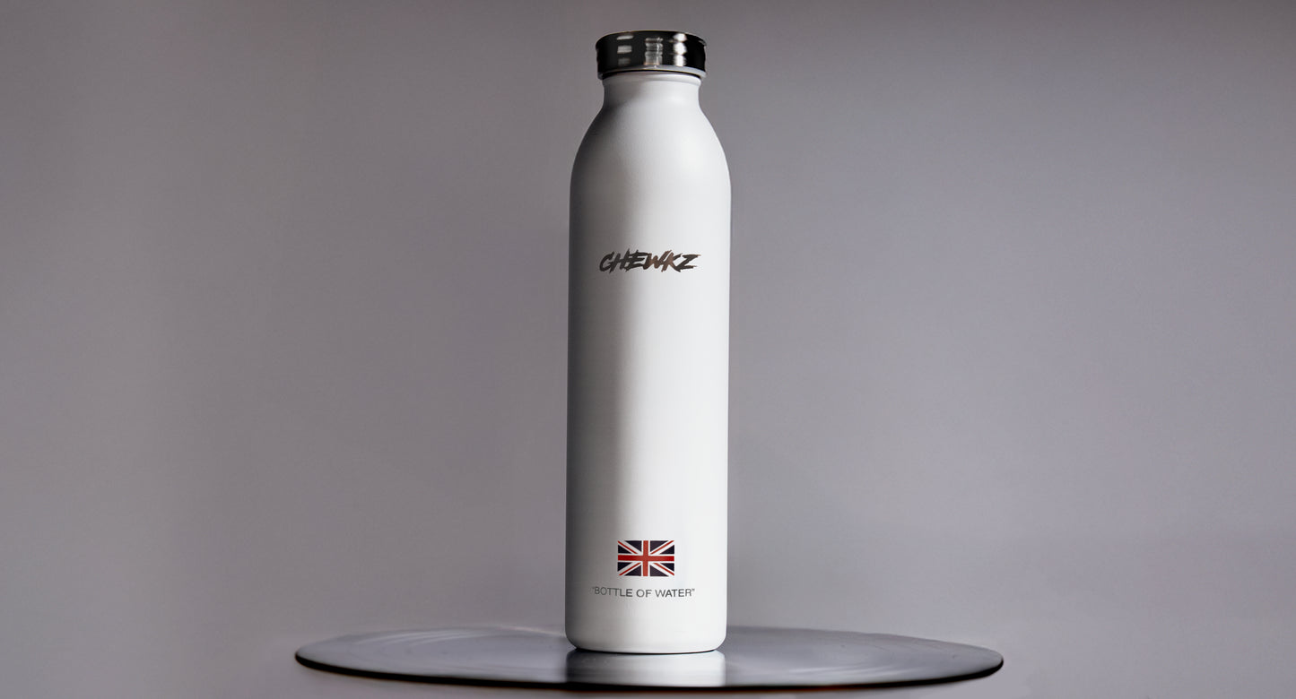 BO'OH'O'WA'ER: White Reusable Stainless Steel Bottle