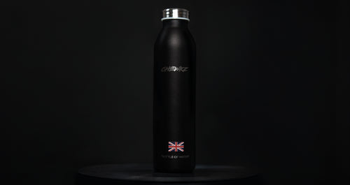 BO'OH'O'WA'ER: Black Reusable Stainless Steel Bottle