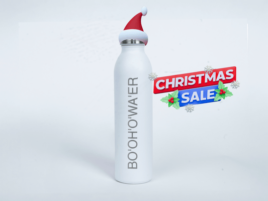 BO'OH'O'WA'ER: White Reusable Stainless Steel Bottle